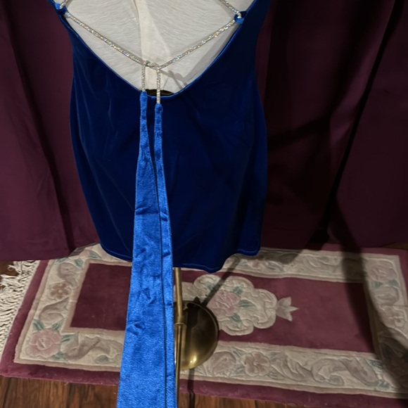 NWT. Royal Blue Velvet and silver sparkling strap cocktail dress - Picture 8 of 10
